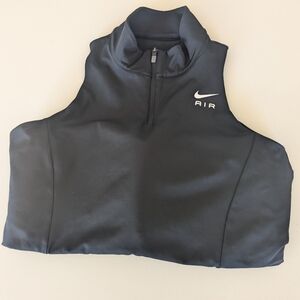 Nike Training Air Swoosh Dri-FIT mock zip neck cropped bra top in black XXL